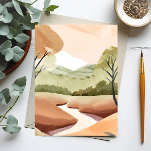 Nature’s River Natural Watercolor Landscape Postcard