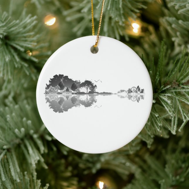 Nature’s Song: Forest Landscape Guitar Art Ceramic Tree Decoration (Tree)