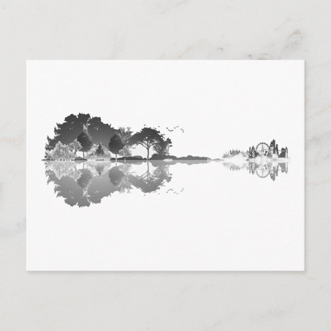 Nature’s Song: Forest Landscape Guitar Art Postcard (Front)