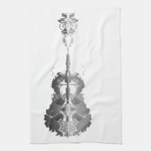 Nature’s Song: Forest Landscape Guitar Art Tea Towel