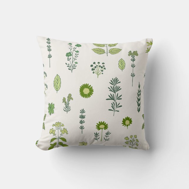 Nature’s Touch Green Tones Throw Pillow (Front)