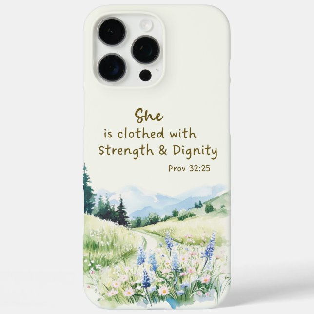 Nature Scene Blue Flowers Bible Verse Proverbs 32 Case-Mate iPhone Case (Back)
