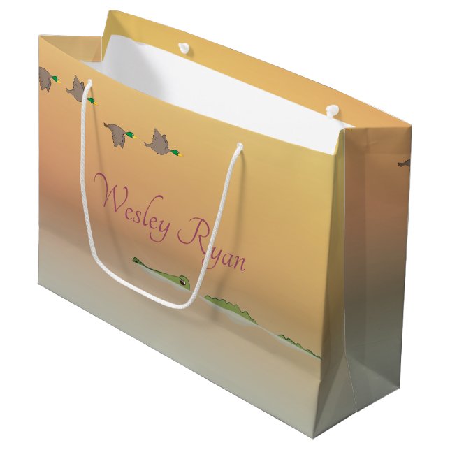 Nature Scene (ducks, gator) Large Gift Bag (Front Angled)