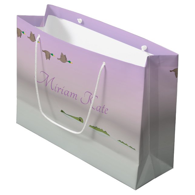 Nature Scene (ducks, gator) Large Gift Bag (Front Angled)