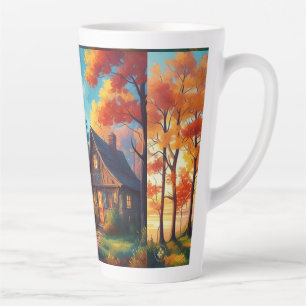 Nature Scenery with a Cottage in The Forest Latte Mug