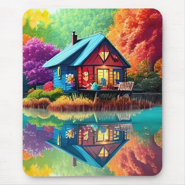Nature Scenery with Cottage and Lake-38566 Mouse Mat (Front)