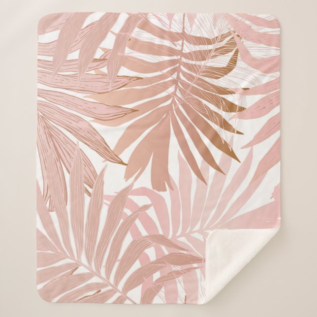Nature seamless pattern. Hand drawn abstract tropi Sherpa Blanket (Front)