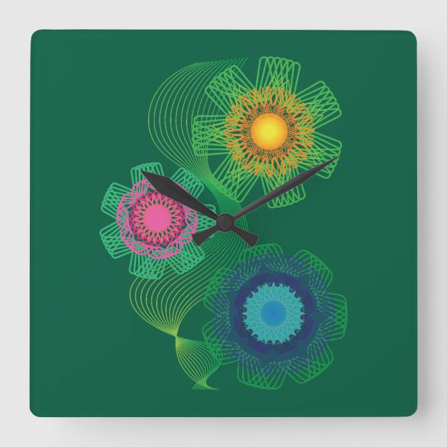 Nature Shapes and Lines Patterns  Square Wall Clock (Front)