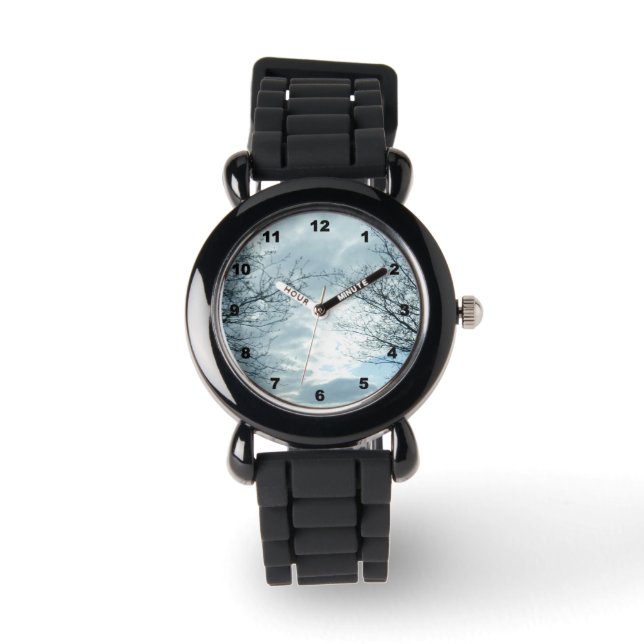 Nature Silver Glitter Wrist Watch (Front)