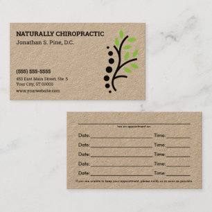 Nature Spine Logo Chiropractic Appointment Card
