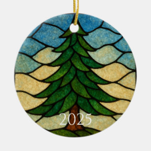 Nature Stained Glass Pine Tree   Christmas Tree Ceramic Tree Decoration