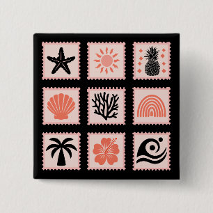 Nature stamp collage 15 cm square badge