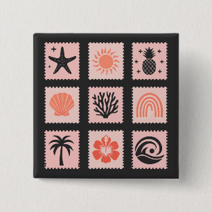 Nature stamp collage 15 cm square badge