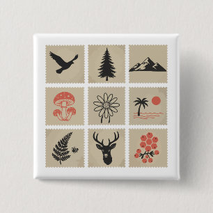 Nature stamp collage 15 cm square badge