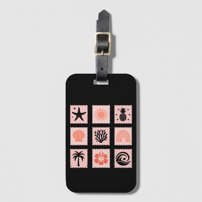 Nature stamp collage luggage tag (Front Vertical)