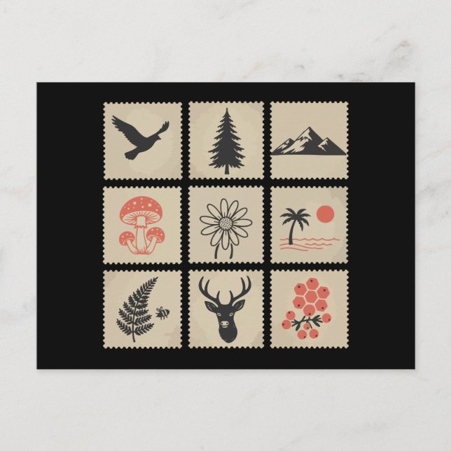 Nature stamp collage postcard (Front)