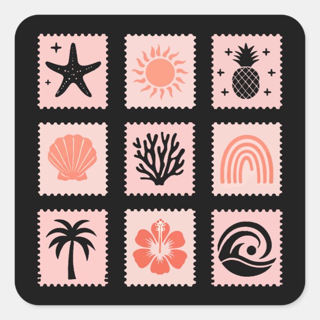 Nature stamp collage square sticker (Front)