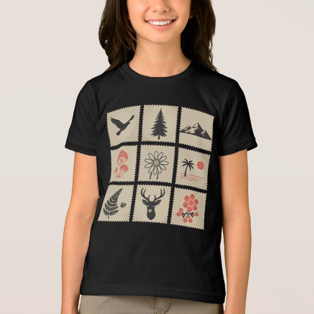 Nature stamp collage Tri-Blend shirt (Front)