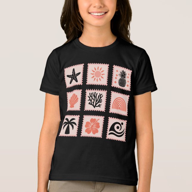 Nature stamp collage Tri-Blend shirt (Front)