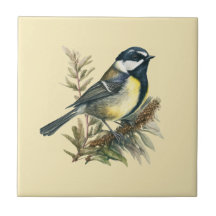 Nature Style Coal Tit Ceramic Tile