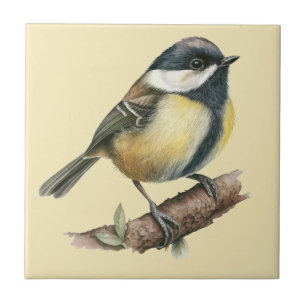 Nature Style Coal Tit Ceramic Tile