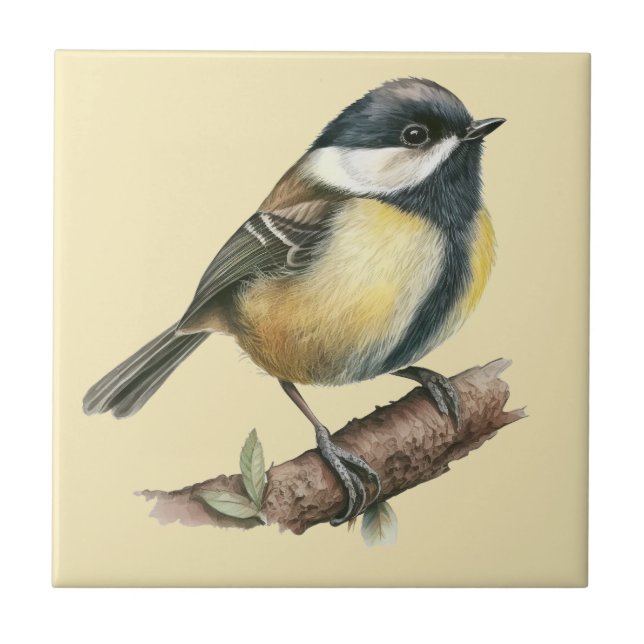 Nature Style Coal Tit Ceramic Tile (Front)
