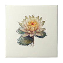 Nature Style Water Lily Ceramic Tile