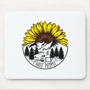 Nature Sunflower Camping Funny Outdoors I Hate Peo Mouse Mat