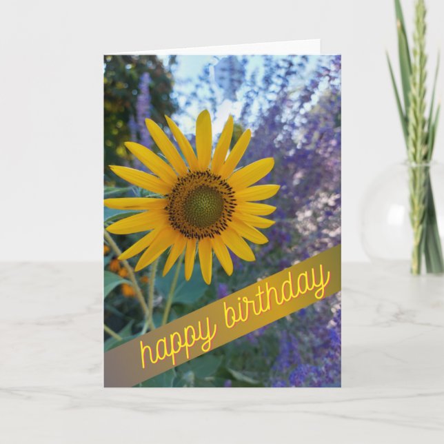 Nature Sunflower Gradient Birthday Card (Front)
