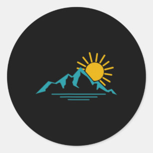 Nature Sunrise Mountains Hiking Camping Camper Out Classic Round Sticker