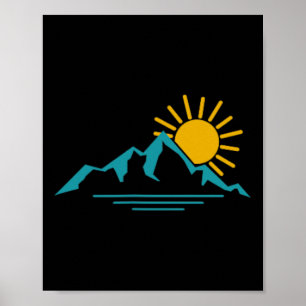 Nature Sunrise Mountains Hiking Camping Camper Out Poster