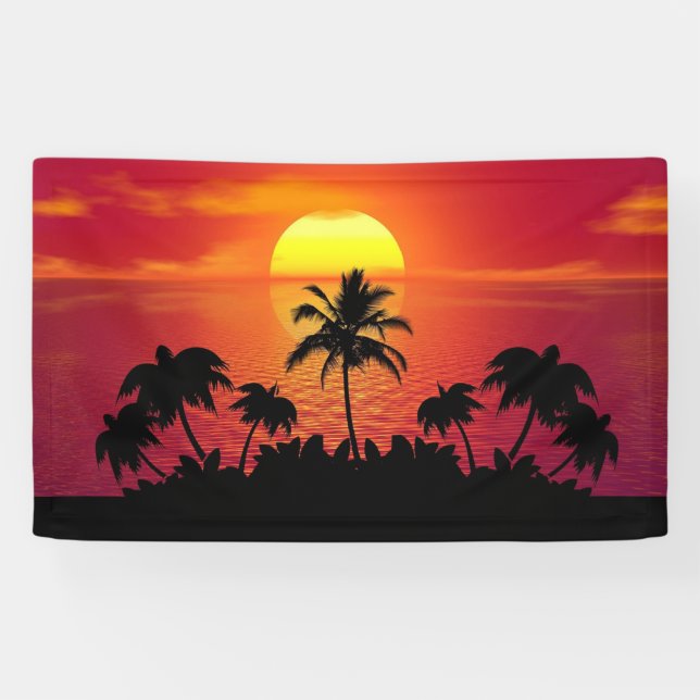 Nature Sunset Palm Trees illustration Banner (Horizontal)