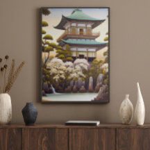 Nature temple asian wall art