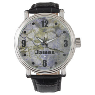 Nature Texture Cracked Mossy Stone with Name Watch