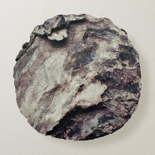 Nature texture wood bark rough round cushion (Front)