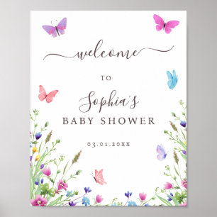 Nature Themed Butterflies Baby Shower Welcome Poster