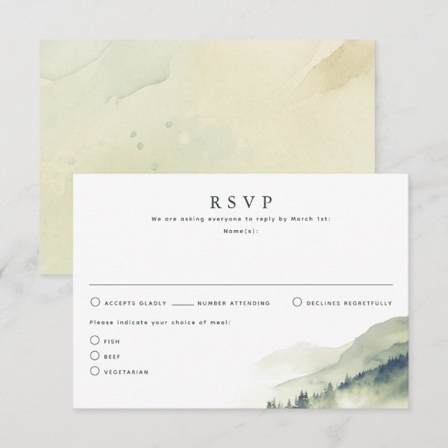 Nature Themed Wedding RSVP Cards (Front/Back)