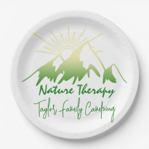 Nature therapy Family camping personalised Paper Plate