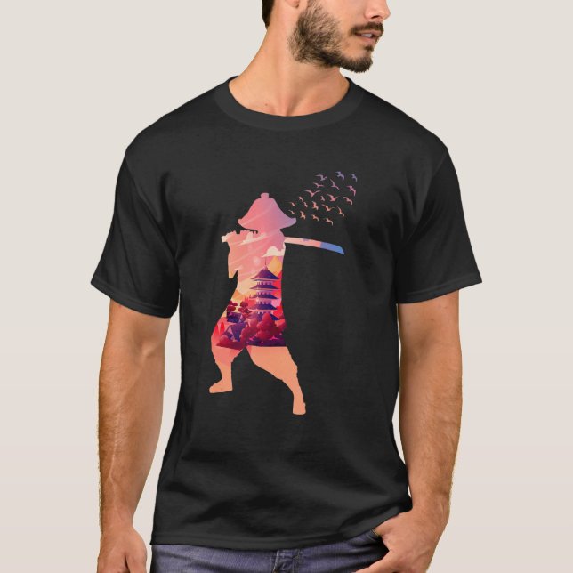 Nature Traditional Warrior Samurai Japanese T-Shirt (Front)