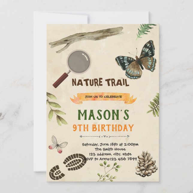 Nature trail birthday invitation (Front)