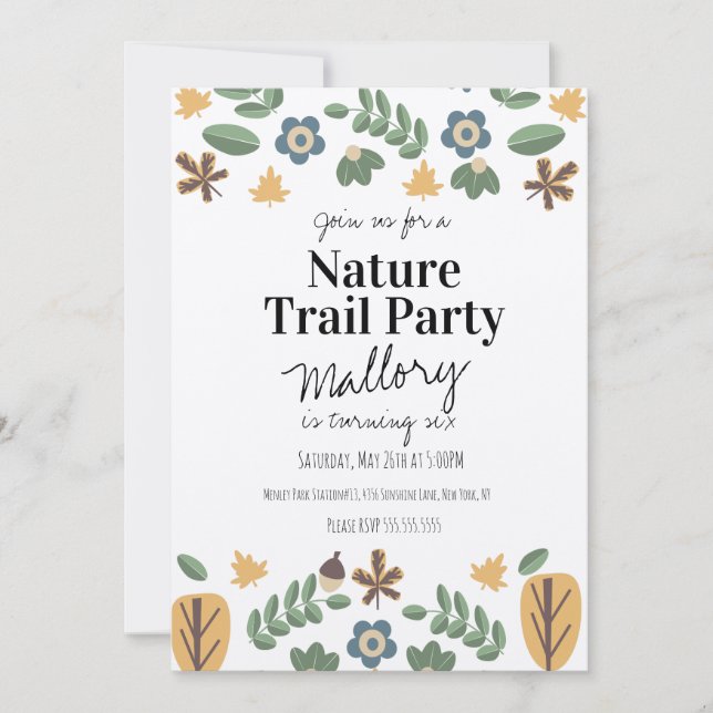 Nature Trail Woods Acorn Birthday Rustic  Invitation (Front)