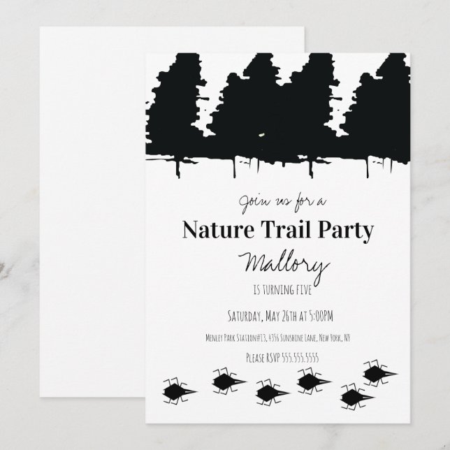 Nature Trail Woods Adventure Birthday Party Invitation (Front/Back)