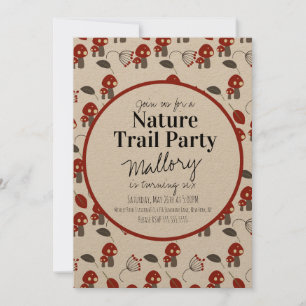 Nature Trail Woods Mushroom Birthday  Invitation