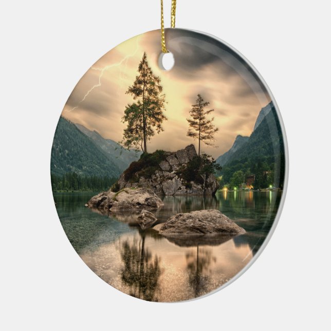 Nature Travels - Water Mountains Landscape Ceramic Tree Decoration (Left)