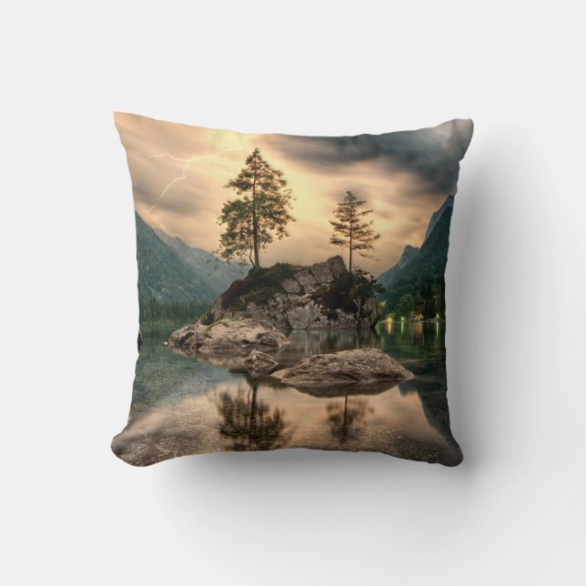 Nature Travels - Water Mountains Landscape Cushion (Front)