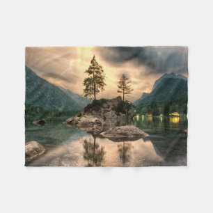 Nature Travels - Water Mountains Landscape Fleece Blanket