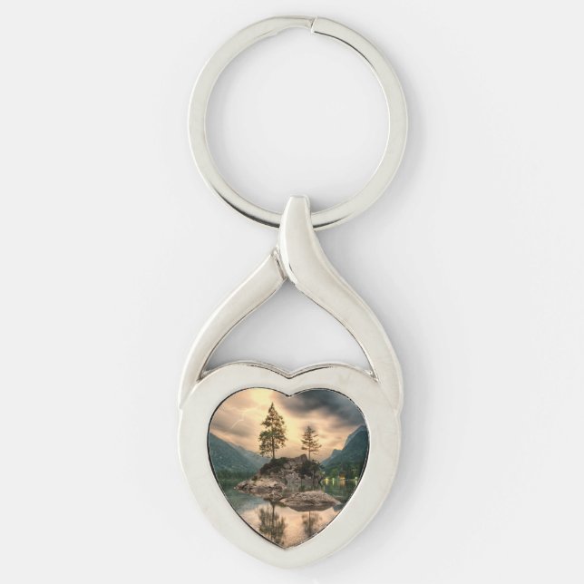 Nature Travels - Water Mountains Landscape Key Ring (Front)