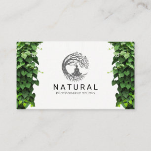 Nature Tree Meditation Logo Vines Leaves Business Card