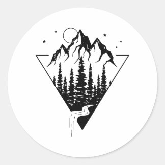Nature Triangle Monogram Classic Round Sticker