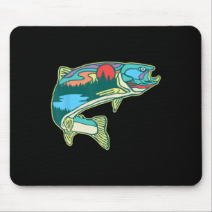 Nature Trout Illustration Vintage Fly Fishing Retr Mouse Mat